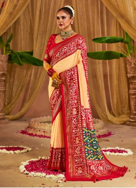 Peach Color Classic Saree