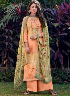 Peach Color Cotton Salwar Kameez