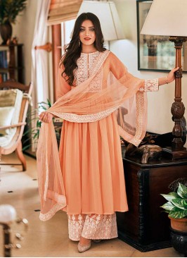 Peach Color Georgette Anarkali Suit