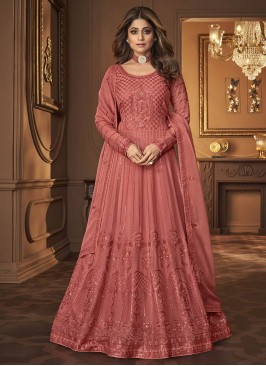 Peach Color Georgette Anarkali Suit