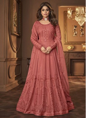 Peach Color Georgette Anarkali Suit