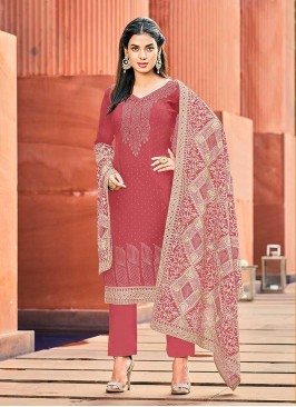 Peach Color Georgette Embroidered Salwar Suit
