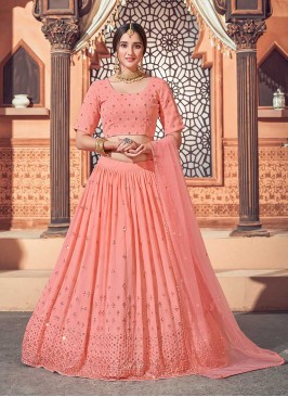 Peach Color Georgette Lehenga Choli