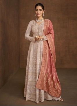 Peach Color Georgette Long Salwar Suit