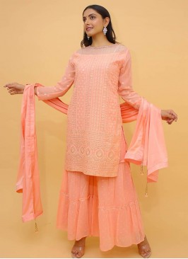 Peach Color Georgette Readymade Sharara