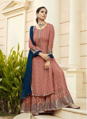 Peach Color Georgette Sharara For Ladies