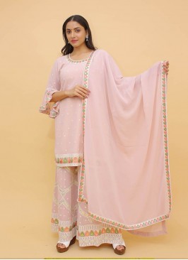 Peach Color Georgette Thread Work Suit