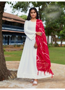 Peach Color Kurti With Dupatta