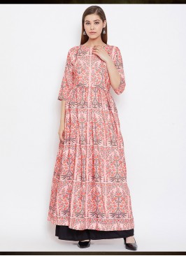 Peach Color Muslin Casual Wear Gown