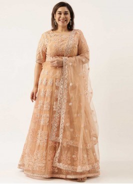Peach Color Net Fancy Lehenga