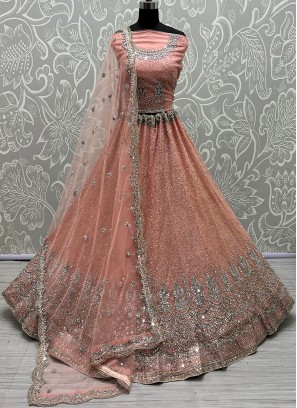 Peach Color Net Lehenga Choli