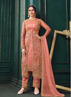 Peach Color Net Salwar Suit