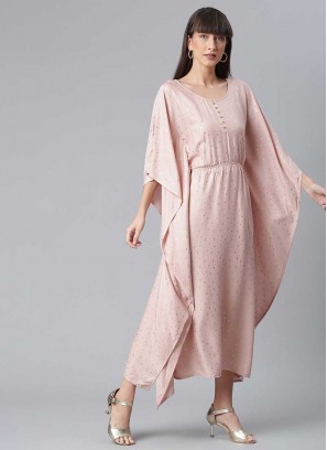 Peach Color Rayon Fancy Kaftan