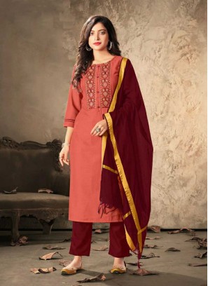 Peach Color Rayon Readymade Salwar Kameez