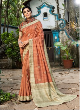 Peach Color Silk Classic Saree