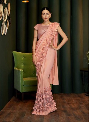 Peach Color Silk Georgette Saree