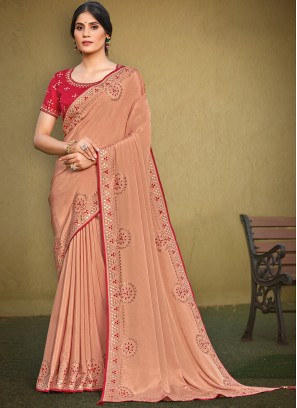 Peach Color Silk Georgette Saree