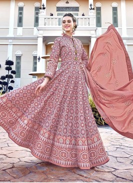 Peach Color Silk Patola Print Salwar Suit