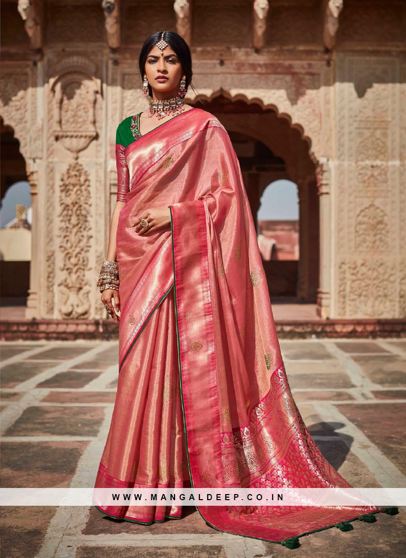 Peach Color Silk Stylish Saree