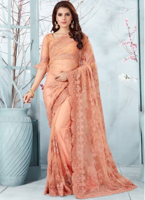 Peach Color Traditional Designer Saree