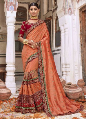 Peach Diamond Sangeet Trendy Saree