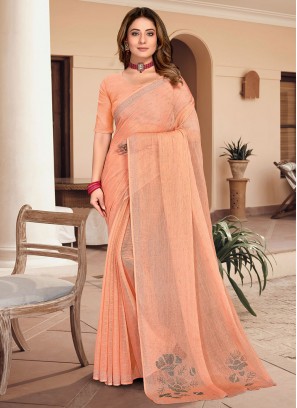 Peach Festival Chiffon Classic Designer Saree