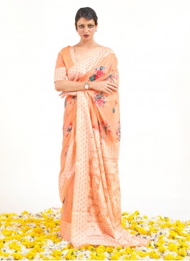 Peach Festival Classic Designer Saree