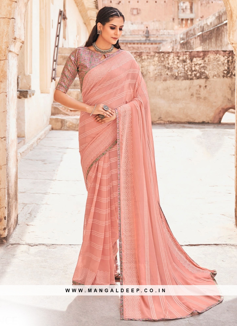 Peach Festival Weight Less Contemporary Saree