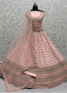 Peach Georgette Bridal Lehenga Choli