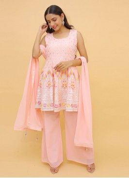 Peach Georgette Festival Designer Salwar Suit