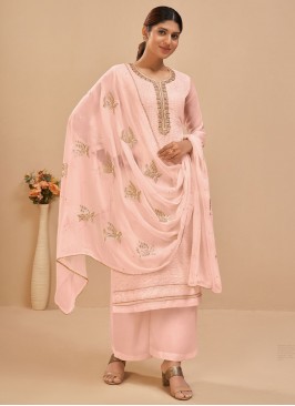 Peach Georgette Festival Palazzo Salwar Suit