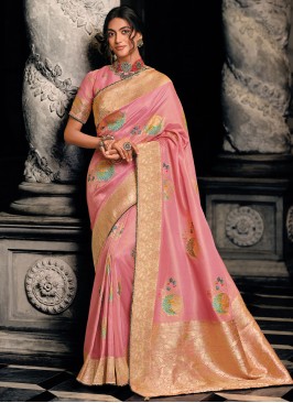 Peach Mehndi Contemporary Saree