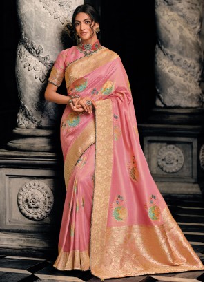 Peach Mehndi Contemporary Saree
