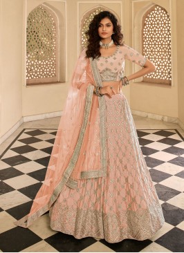 Peach Mehndi Lehenga Choli