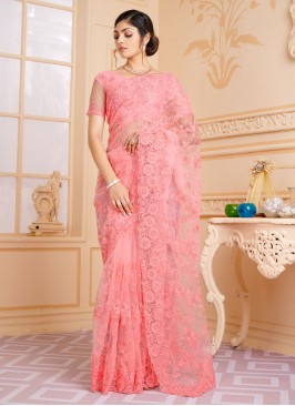 Peach Net Trendy Saree