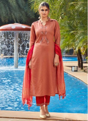 Peach Party Viscose Salwar Kameez