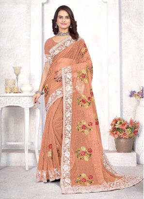 Peach Resham Party Classic Saree