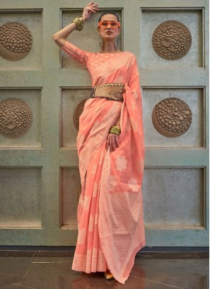 Peach Sangeet Lucknowi Trendy Saree