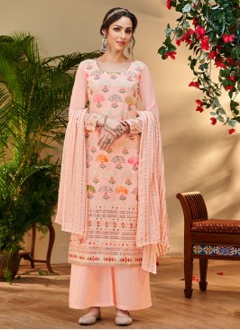 Peach Sangeet Viscose Designer Salwar Kameez