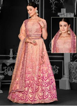 Peach Sequins Sangeet Lehenga Choli