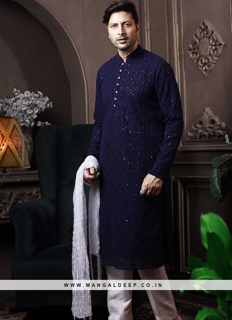 Blue kurta white pajama best sale