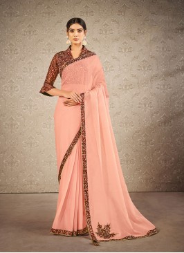 Peach Silk Traditional Saree