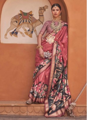 Peach Silk Trendy Saree