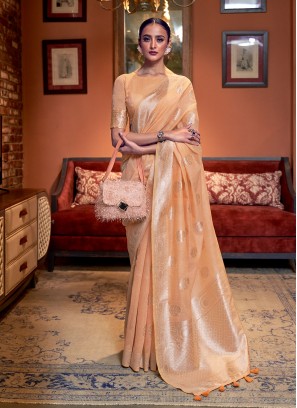 Peach Wedding Classic Designer Saree