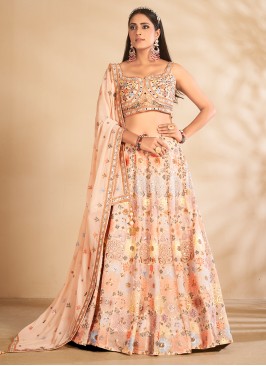 Peach Wedding Georgette Readymade Lehenga Choli