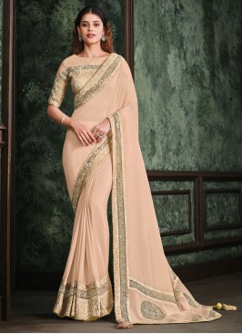Peach Wedding Silk Designer Bridal Sarees