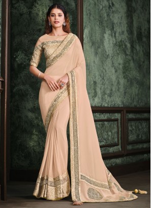 Peach Wedding Silk Designer Bridal Sarees