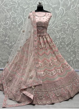 Peach Zari A Line Lehenga Choli