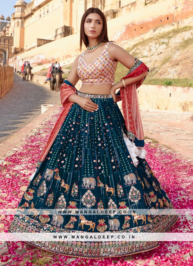 Latest Morpich Georgette Embroidered Designer Chaniya Choli online 