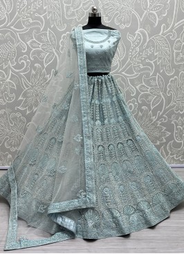 Peppy Aqua Blue Mehndi Designer Lehenga Choli